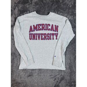 Champion American University Long Sleeve T Shirt Mens Medium Gray Athleticwear